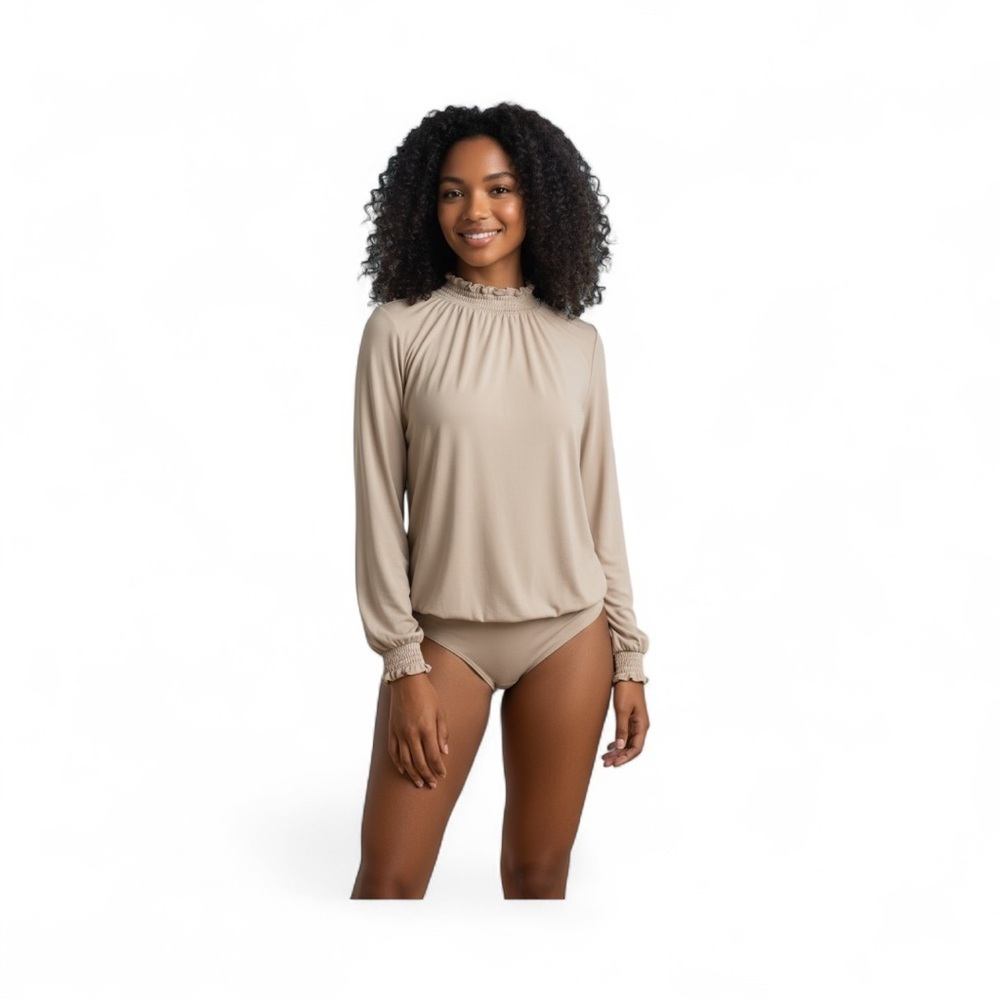 Express Cream Long Sleeve Bodysuit NWT size Small